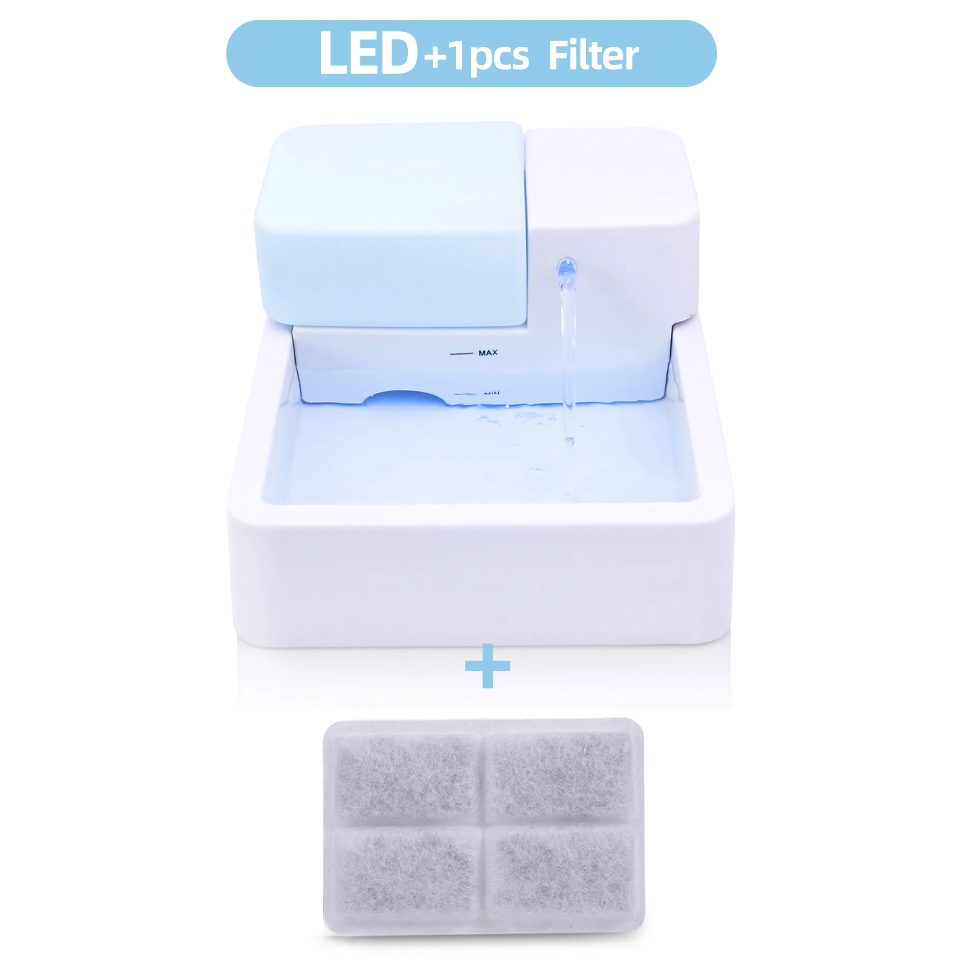 LED Светодиодный фонтан для кошек, автоматический фонтан для кошек, 1.8л, электрическая тарелка для кошек, собак, питьевой Диспенсер, товары для щенков питомцев - Цвет: LED