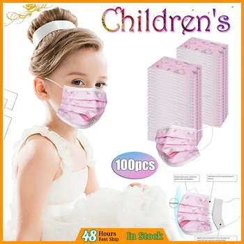 

10/20/100PC Face Earloop Mask Kids unisex Disposable Children's Non Wovens Cartoon Mouth Mask 3 Layer Daily Care mascarillas