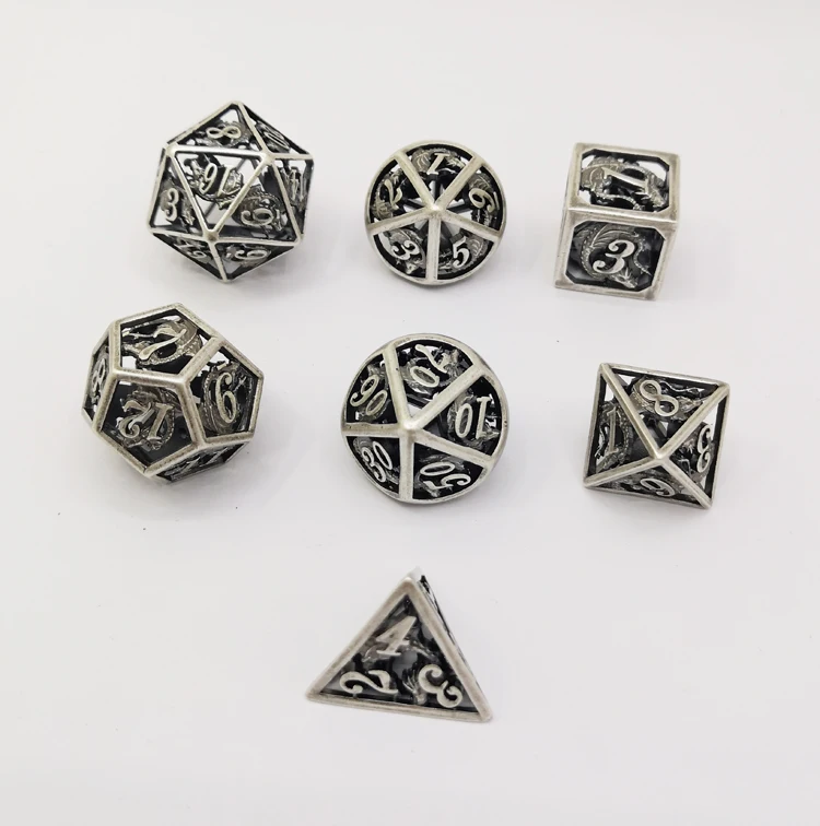 Полые кости на заказ 20 сторонние серебряные игровые кости набор для DND игр