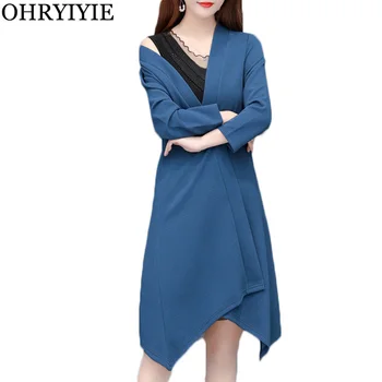 

OHRYIYIE Plus Size 5XL Vintage Irregular Women Long Sweater For Spring Autumn Cardigan Female Jumper Loose Sweaters Coat XL-5XL