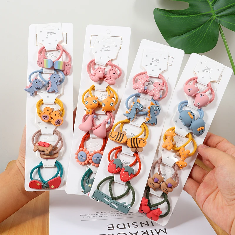 

10Pcs Hair bands set Girl Cute Elastic Rubber Band Hair band Cartoons headwear Headband Baby Cute Scrunchie Hair Accessories