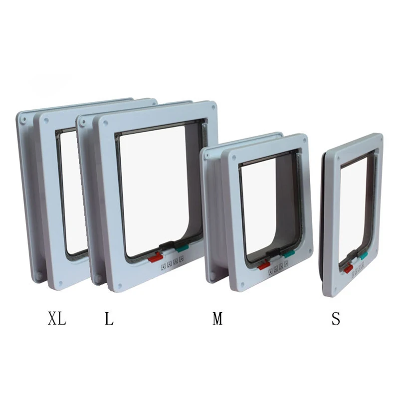 Perro gato gatito seguridad de puertas solapa puerta Puerta de 4 con cierre de plástico ABS S/M/L animales Gato perro puerta para mascotas