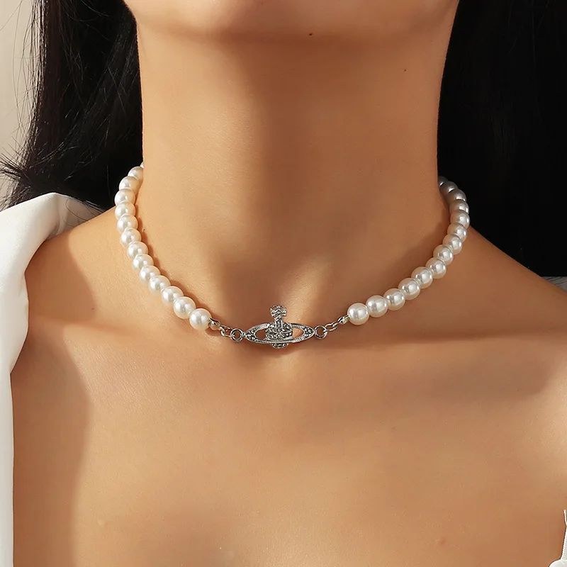 Collar de cuentas con forma de planeta para mujer, colgante con temperamento Popular y creativo, moda coreana