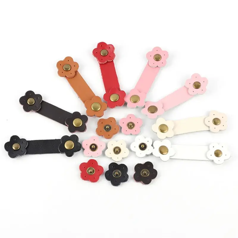 

Soft Leather Buckles Purse Hasp DIY Bag Wrist Strap Plum Flower Shape Tool