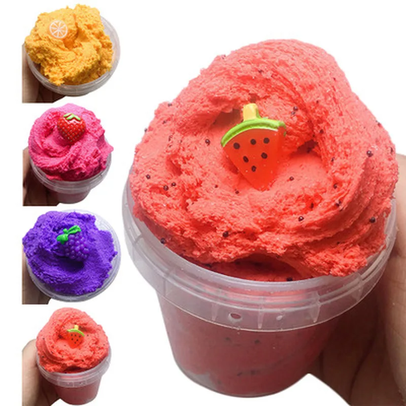 

60ML Fruit Strawberry Fluffy Slime Cloud Slime Modeling Clay Rainbow Slime Toy For Kid Children No Stress Reliever