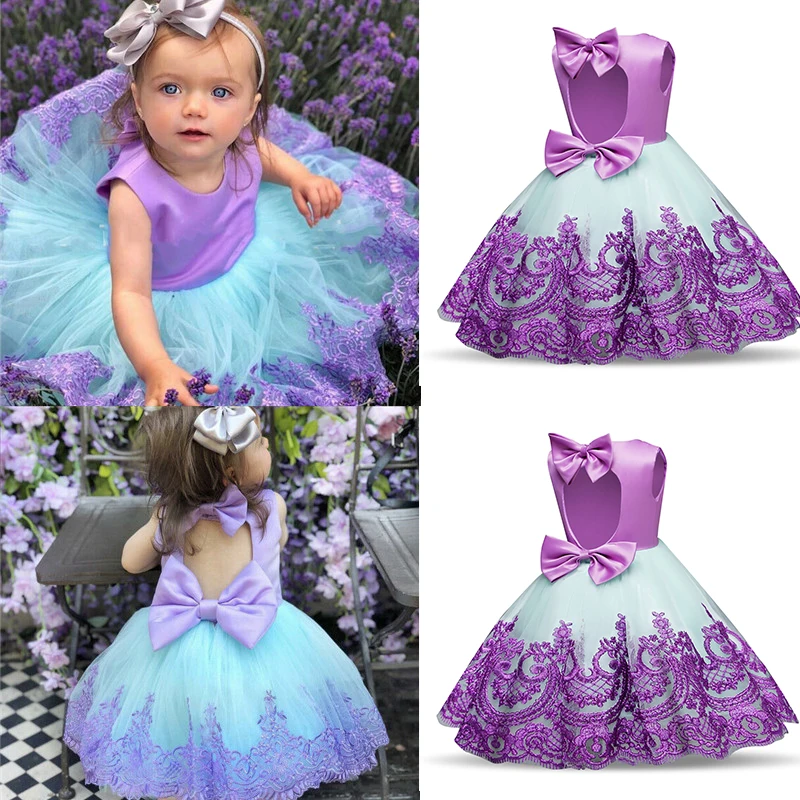 Christmas Baptism Dresses for Baby Girl Dress Open Back Big Bow Tutu Girls 1-5 Yrs Infant Birthday Party Wedding Clothing | Детская