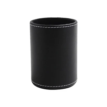 

Decorative Pen Holder For Home Pencil Box Student Desk Office Gift Accessories Organizer PU Leather Stationery Storage Round