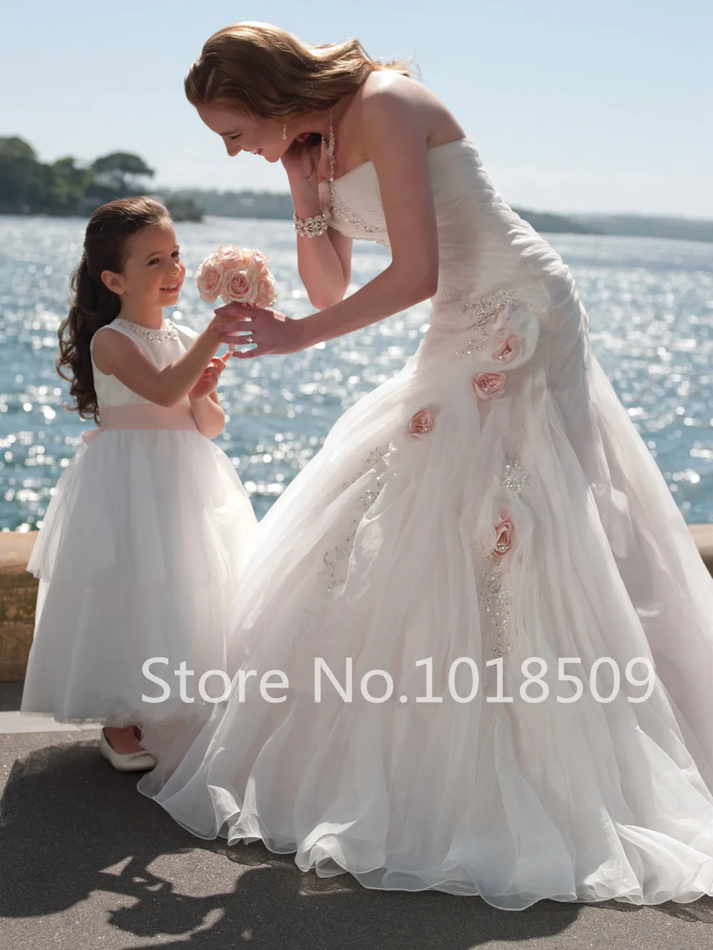 Элегантное платье русалки без бретелек с кристаллами розовое свадебное платье с цветами vestido de noiva платья для матери невесты