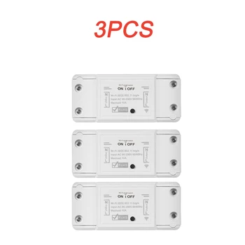 

3pcs Tuya WiFi Smart Switch 10A/2200W Wireless Remote Switch Timer APP Control Smart Home for Alexa Google Home