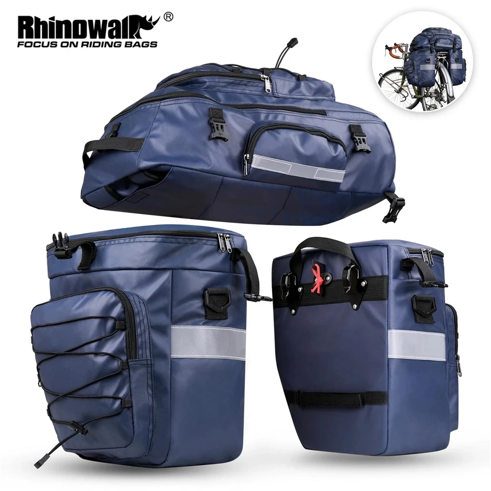 Rhinowalk Waterproof Pannier Bicycle Bag Bag 3 In1 Bike Rear Seat Bag 65l Big Capacity Cycling