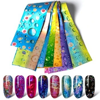 

MEET ACROSS 7 Colors Holographic Nail Foils Nail Transfer Sticker Starry Paper Wraps Stickers Manicure Decor Set Nail Art Tips