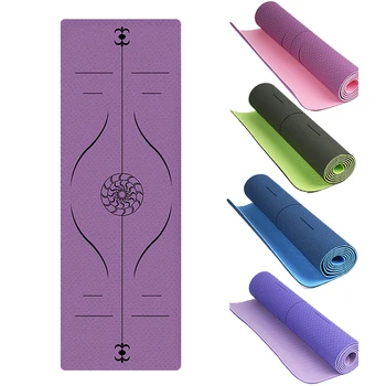 

TPE Non-slip Yoga Mats With Position Line Thicken Sports Gymnastic Pilates Mats Tasteless Gym Exercise Living Room Pads Fitness