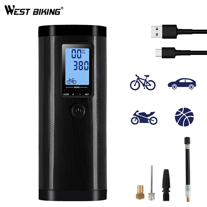 West biking насос для велосипедных шин ручной воздушный насос ручной светодиодный цифровой манометр мотоцикл автомобиль Велоспорт шин насос для велосипеда