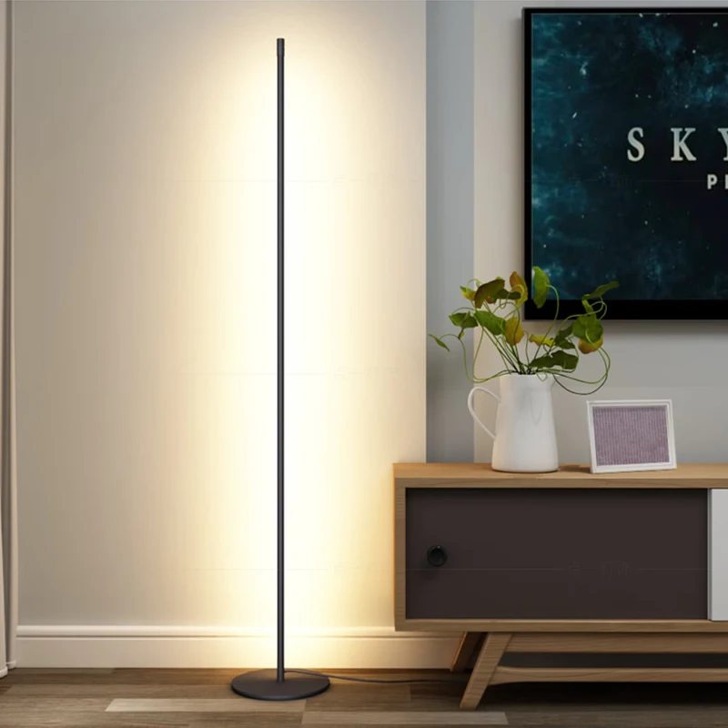 Скандинавский современный минималистичный Креативный светодиодный напольный светильник для гостиной, спальни, прикроватный светильник, черный алюминиевый торшер