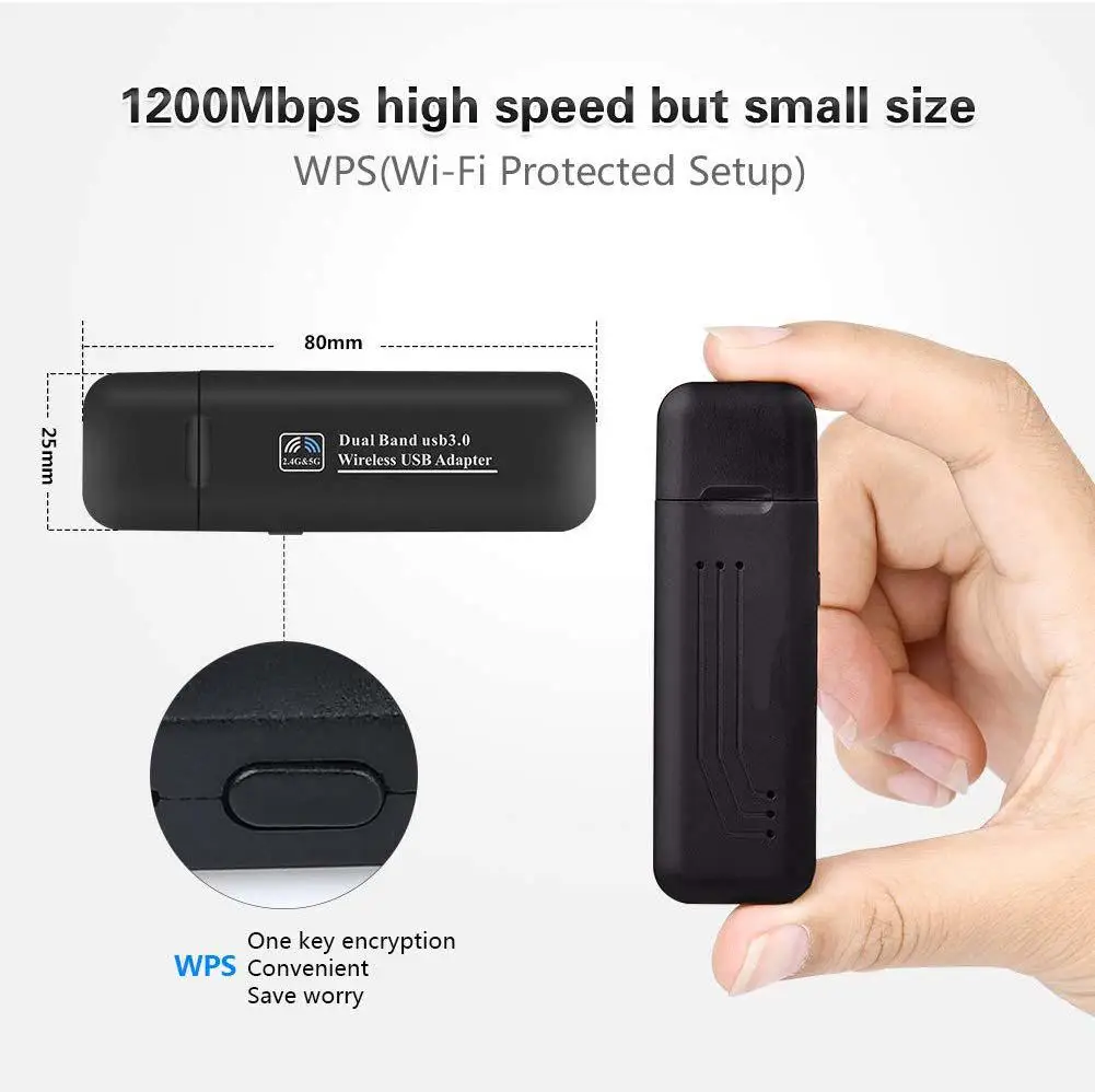 EastVita WiFi адаптер 1200 Мбит/с беспроводной USB сетевой адаптер 802.11ac двухдиапазонный 2,4G/5,8G Ethernet Сетевая карта для ПК