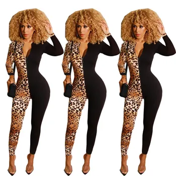 

Rompers Womens Jumpsuit Ladies Jumpsuits Overalls Woman Elegant Party Women Elegance Autumn Leopard Dress Polyester Solid