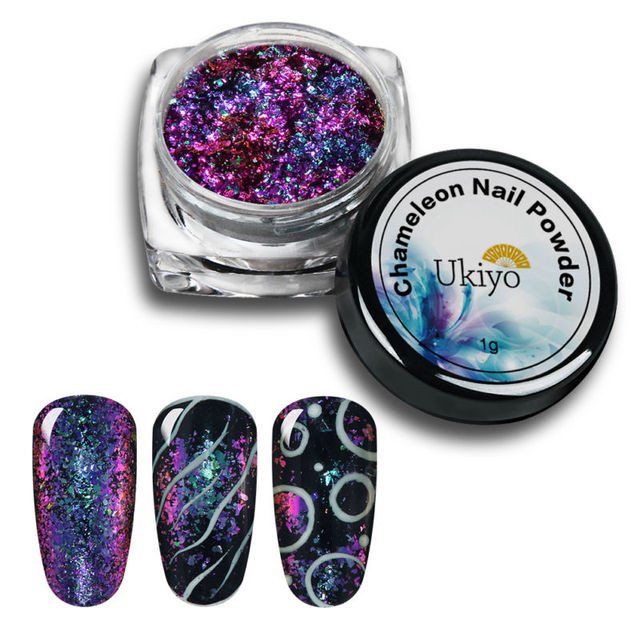 Box Chameleon Powder Need Black Base 3D DIY Flakes Sequins Nail Glitter Powder Chrome Pigment Nail Art Decorations