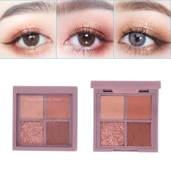 

High Quality Waterproof Eye Shadow Palette Bright Makeup 4 Colors Shiny Cosmetics For Girls And Women