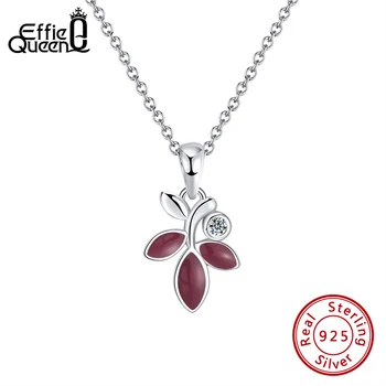 

Effie Queen Vintage Leaf Shape AAAA CZ Pendant Necklace 925 Silver with Purple Enamel Woman Fine Jewelry Gift Wholesale EQN03