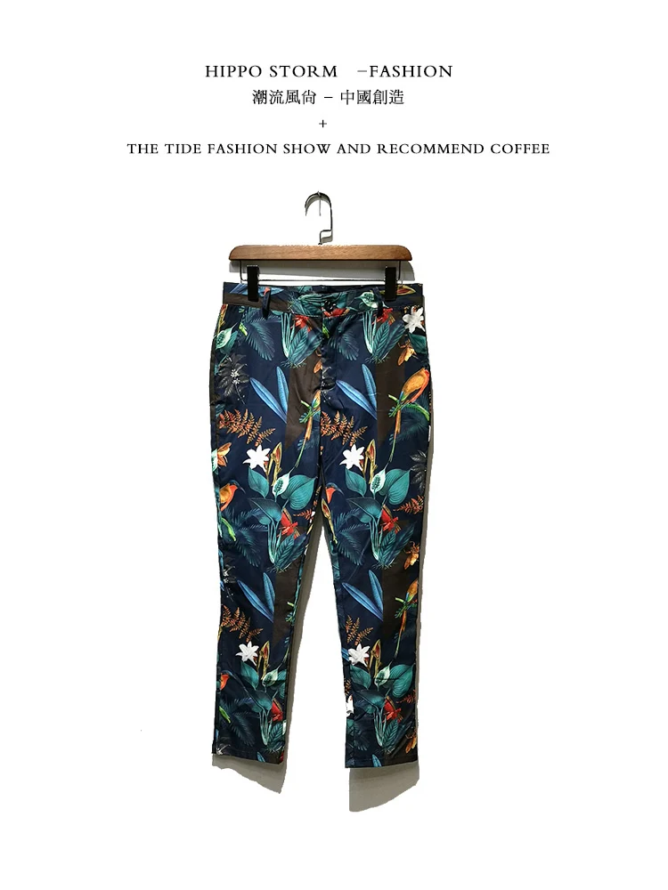 Уличная одежда Mannelijke Han Banku Nachtclub Pak Tij Man Kappers Mr Broek Afdrukken Vrije Tijd Broek zelfontpluiing Tij