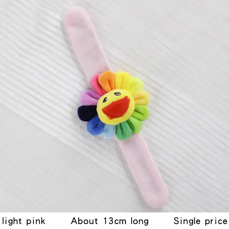 Милые мягкие Цветной подсолнечника браслет ПЭТ браслеты-кольца успокаивать младенцев игрушки плюшевые игрушки куклы Детские Колокольчик детские погремушки, подарок для ребенка - Color: light pink