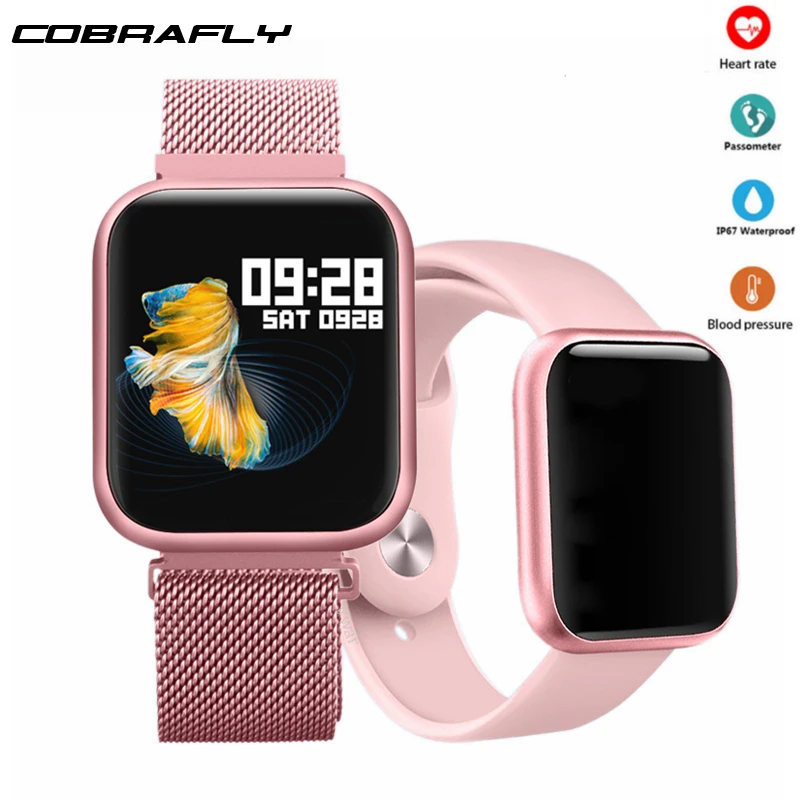 

Cobrafly P80 smart watch with Full touch screen IP68 Waterproof smartwatch for men women Heart Rate Monitor for xiaomi & Apple