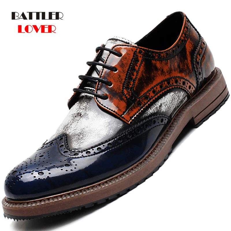 Newest Oxford Shoes Men Fashion Hollw Brogue Men Leather Formal Dress Shoes Man Comfortable Big Size 38-48 Office Party Footwear