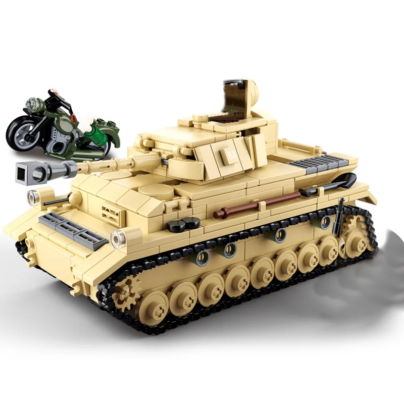 Военная армия Второй мировой войны WW2 полиция спецназ Солдат Германия sturmgeschultz III модель танка строительные блоки кирпичи детские игрушки - Цвет: Фиолетовый