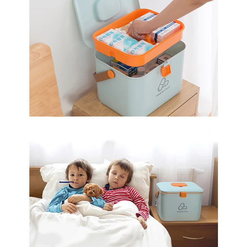 Billige 3 farben Große Medizinische Box Koffer Tragbare First Aid Kit Box Medizin Brust Hause Plastic Storage Box Organizer Container