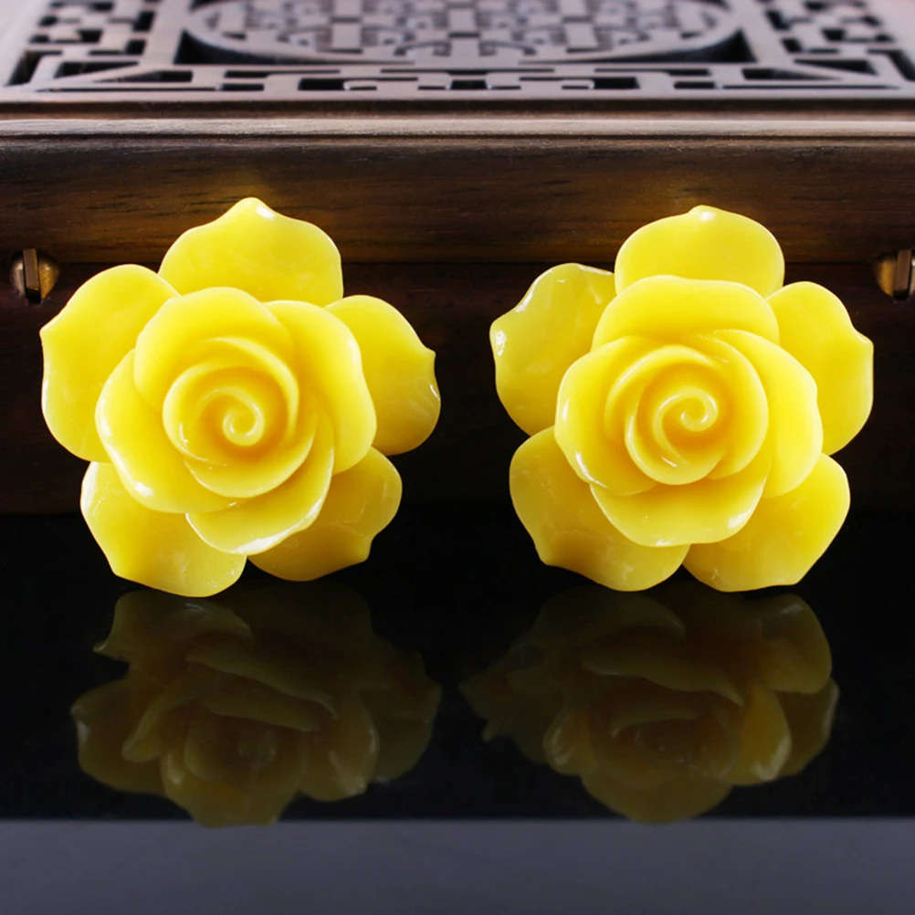 50pcs Resin Flower Beads Rose Flatback DIY Embellishment Cabochons for Jewelry Making Craft Scrapbooking