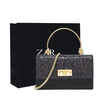 

luxury handbags women's bags designer 2020 new pearl lock small square bag high-end shoulder slung sequin chain bag handbag