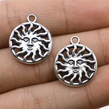 

15pcs/lot Jewelry Making DIY Handmade Craft Charms Handmade Craft Antique Silver Color 17x20mm Sun Pendant
