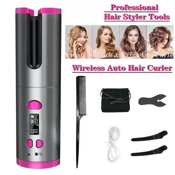 

Cordless Automatic Hair Curler iron LCD Display Curling Iron USB Rechargeable Air Curler for Curls Waves Ceramic Curly
