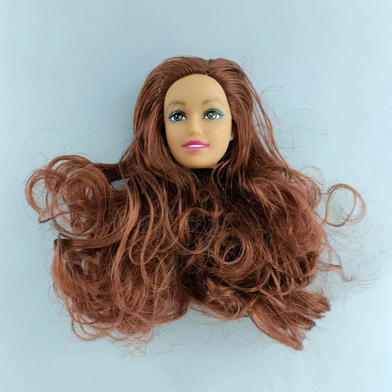 Cabeça de plástico para bonecas 11.5 , maquiagem com cachos, peruca,  cabelo ondulado, cabeça de boneca para boneca 1/6 bjd, casa, acessórios  diy