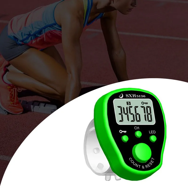 New five-channel chanting counter finger electronic counter chanting multi-function point counter green
