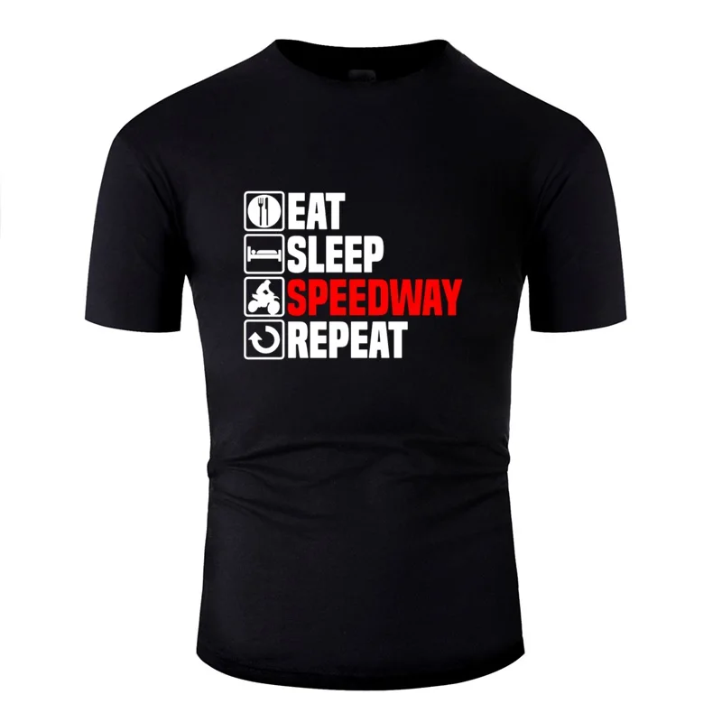 Мужская футболка с принтом Eat Sleep Speedway, хлопок, мужские футболки с круглым вырезом и коротким рукавом