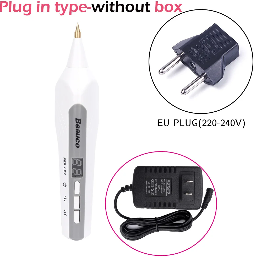 EU plug without box Веснушки морщинки моль удаление татуировки и двойные веки машина согревает темные пятна крот Татуировка шрамы удаление ионизирующий стержень домашнего использования - Цвет: EU plug without box