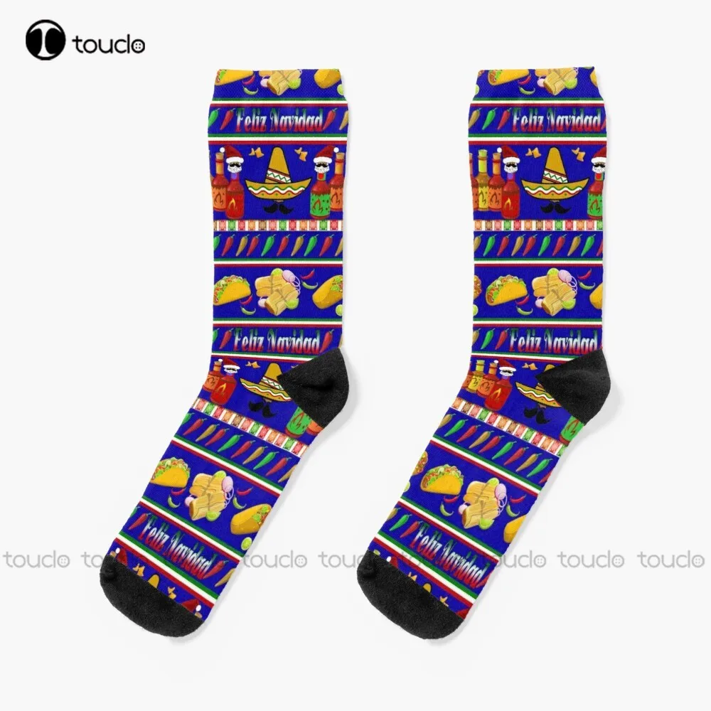 

Feliz Navidad Ugly Sweater Socks Funny Socks For Men Personalized Custom Unisex Adult Teen Youth Socks 360° Digital Print Gift