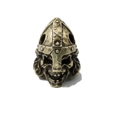 Nordic Samurai Скандинавский самурайский Череп шлем ручной работы нож бусины кулон Открытый EDC медные бусы на веревочке - Цвет: Nordic Samurai