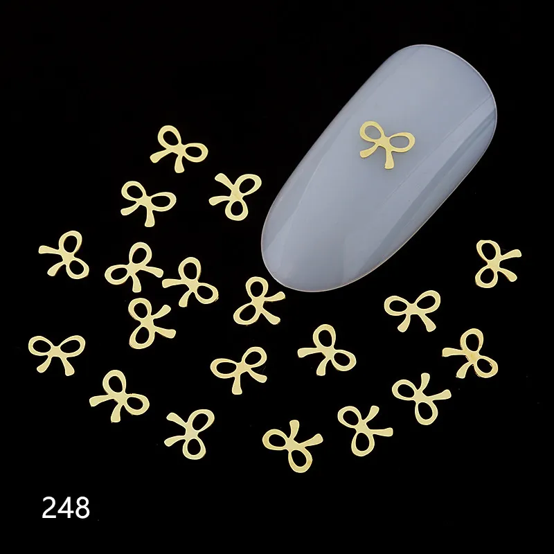 100 шт./лот, золотые металлические наклейки для ногтей, ультратонкие хлопья гвоздь, блестящие стразы, милые 3D украшения для дизайна ногтей, очаровательные заклепки для дизайна ногтей