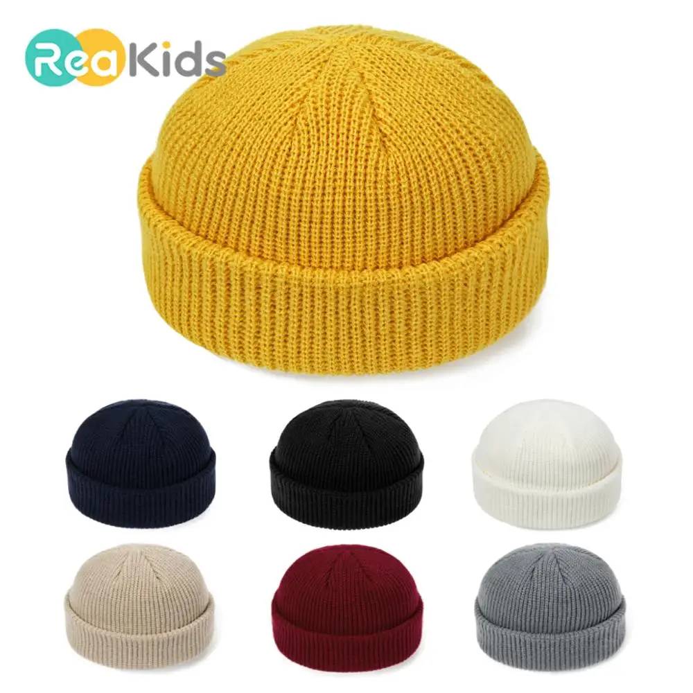 

REAKIDS New Fashion Parent-child Hat New Knitted Kids Hat Cute Winter Warmer Unisex Beanies Hat Baby Solid Hat Cap