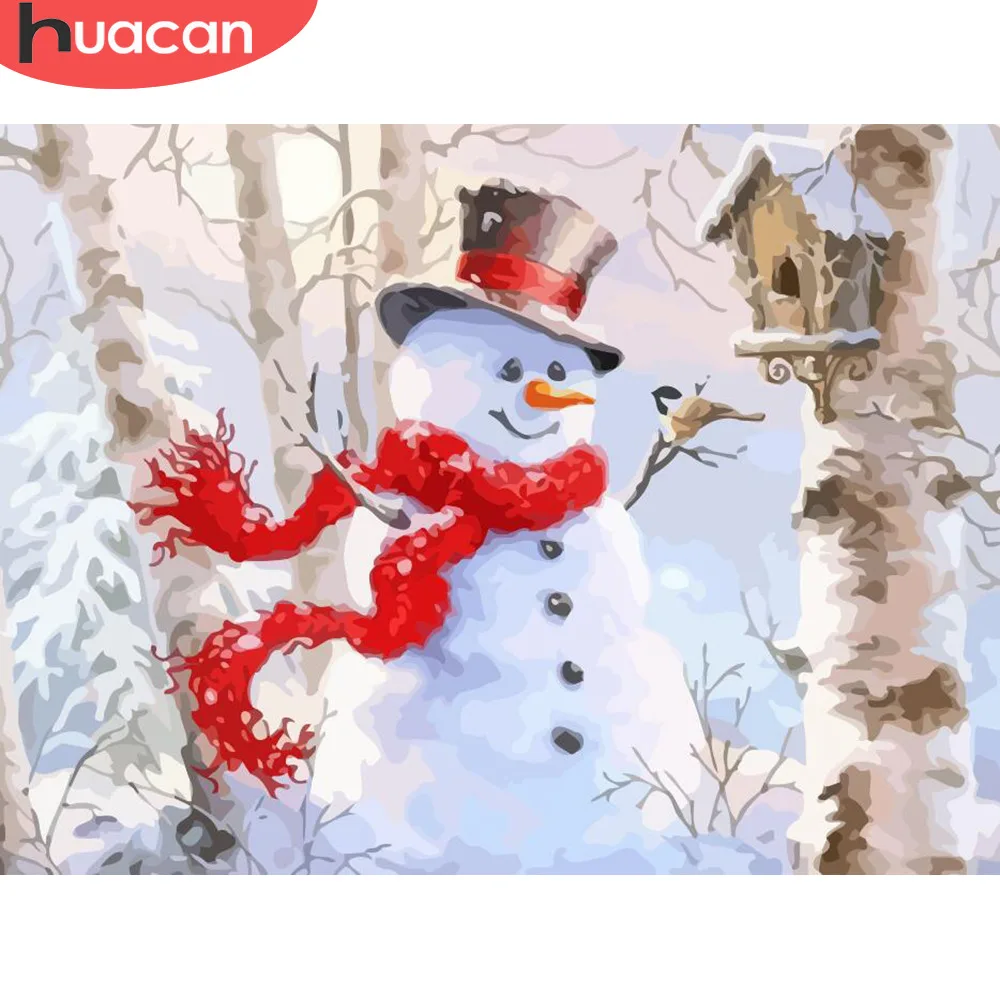 Рождество Снеговик раскраска по номерам Подарок Домашнего декора Картина маслом зима год мультфильм