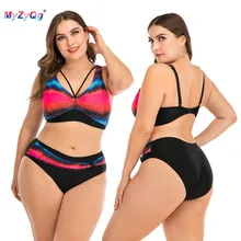 Купальный костюм размера плюс, женский купальный костюм из двух частей, сексуальный бикини с принтом, танкини, купальный костюм, Летний Пляжный Бразильский купальный костюм