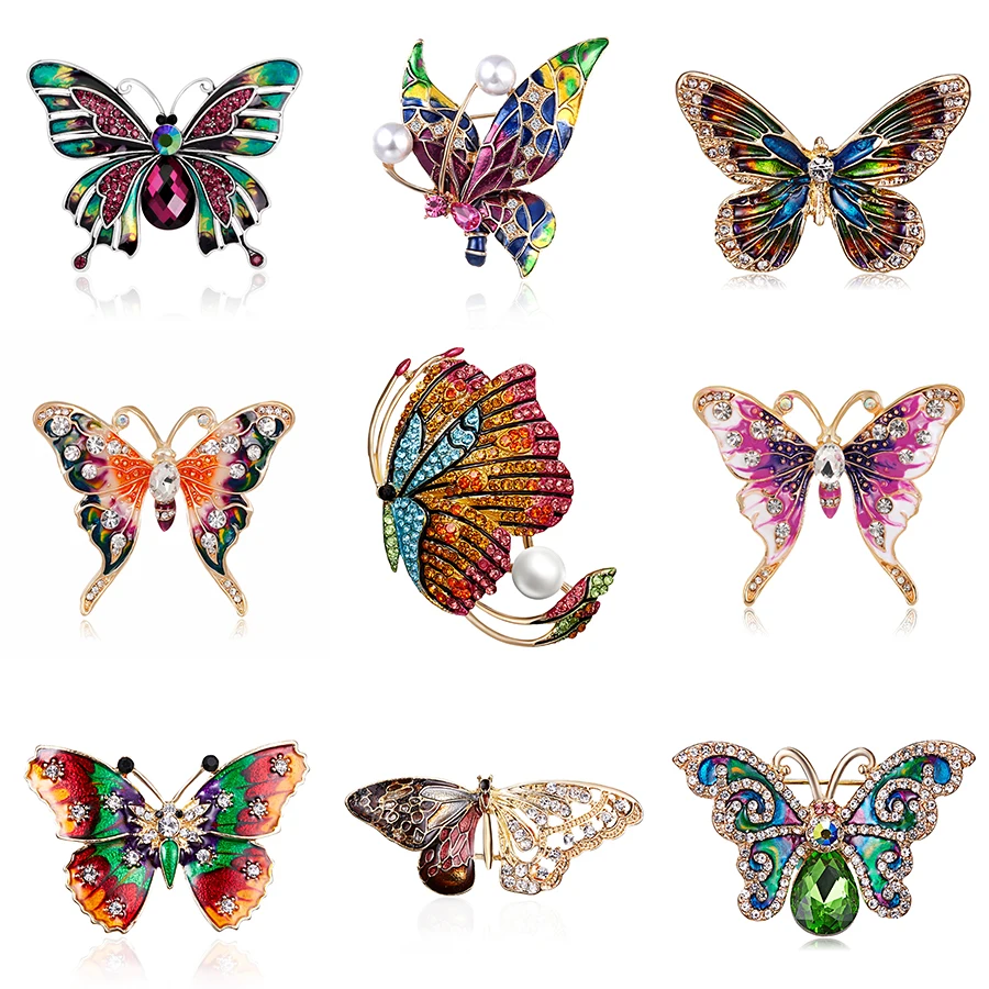 Crystal Butterfly Fashion Brooches & Pins Butterfly Brooch Pin - Pearl & Crystal Animal Jewelry For Women, Bride Gift Pearl Fine Brooches & Pins - Foto 6