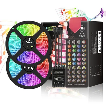 

10M/5M SMD 5050 RGB LED Strip Light 12V Waterproof Sound Control Ribbon diode led flexible Strips Lamp 44keys Remote Controller
