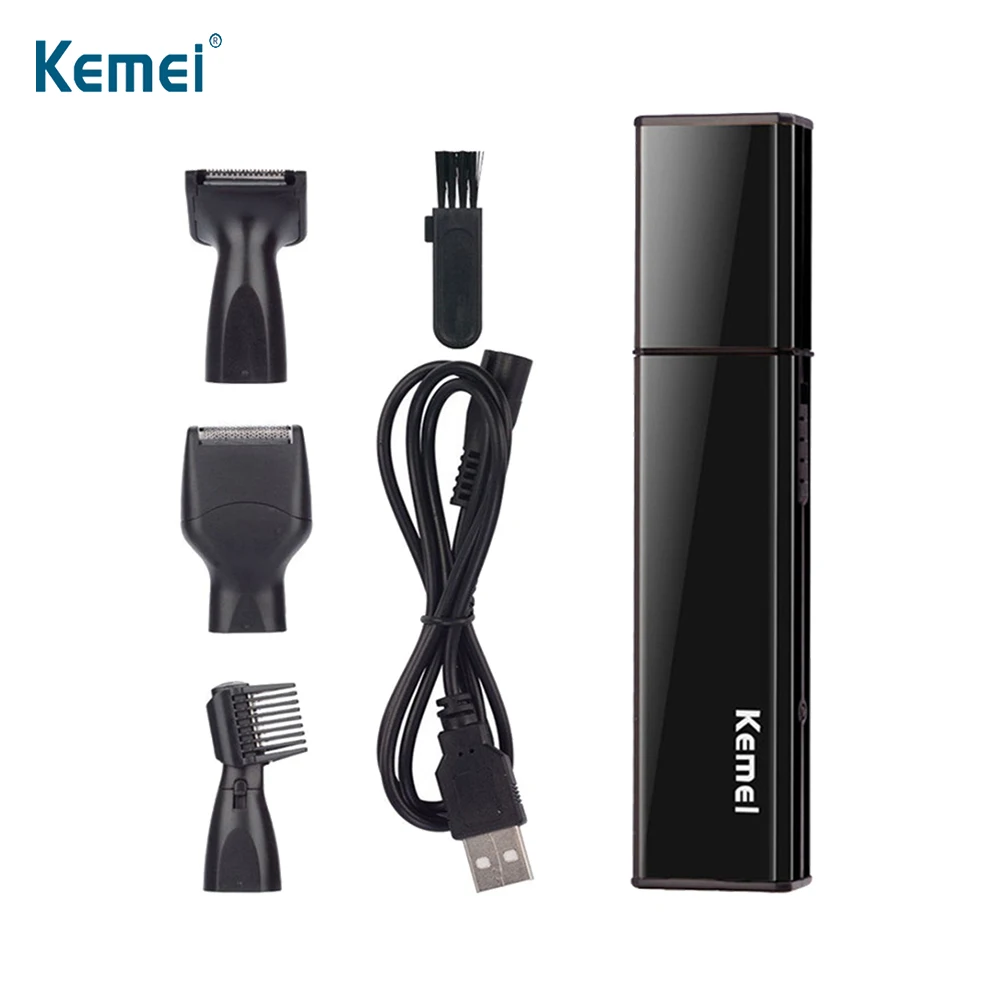 KEMEI 4 в 1, электрический триммер для ушей в носу, перезаряжаемая USB бритва, бритва для мужчин, уход за лицом, бритвенный станок для ушей, бровей, бороды, тример