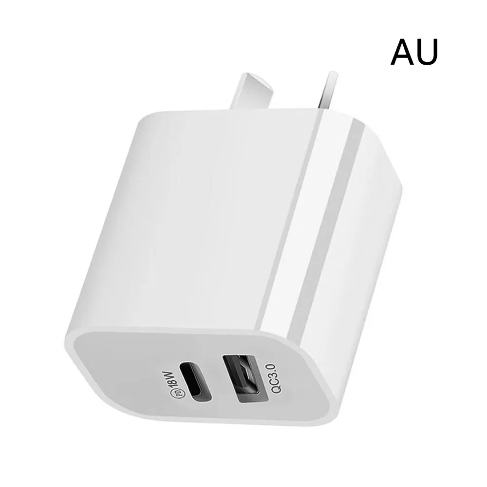 Fast charge 18w 18W PD QC 3.0 Dual USB Charger Quick Charge EU US EU AU Plug for iPhone X 8 plus Note 9 10 Power Delivery Mobile Phone Adapter phone charger