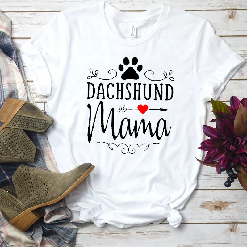 Такса футболка с надписью Mama Aesthetic Paw футболка Сердце Стрелка Графический женские рубашки для девочек повседневные футболки трендовые хлопковые топы Прямая поставка