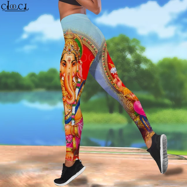 CLOOCL Women's Leggings Indian God Ganesha Printed High Waist