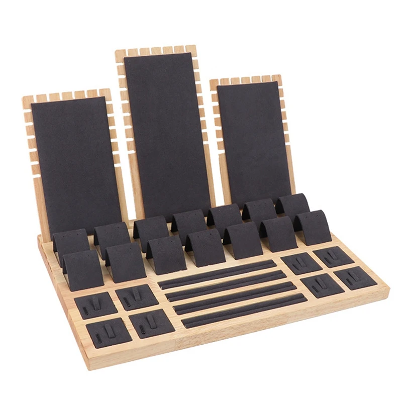 

High Quality Bamboo Velvet Jewelry Display Earring Display Stand Ear Stud Earrings Holder Rack Storage Case